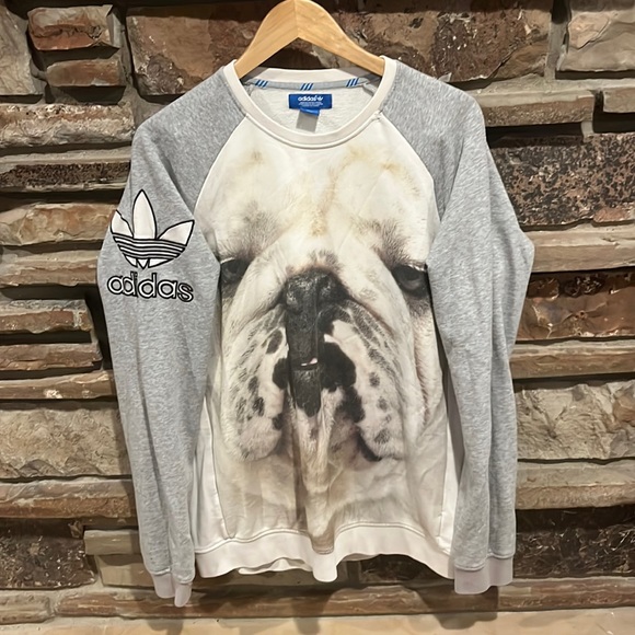 adidas Originals Shirts Adidas Originals Bulldog Face Two Tone Sweatshirt Trefoil Sleeve